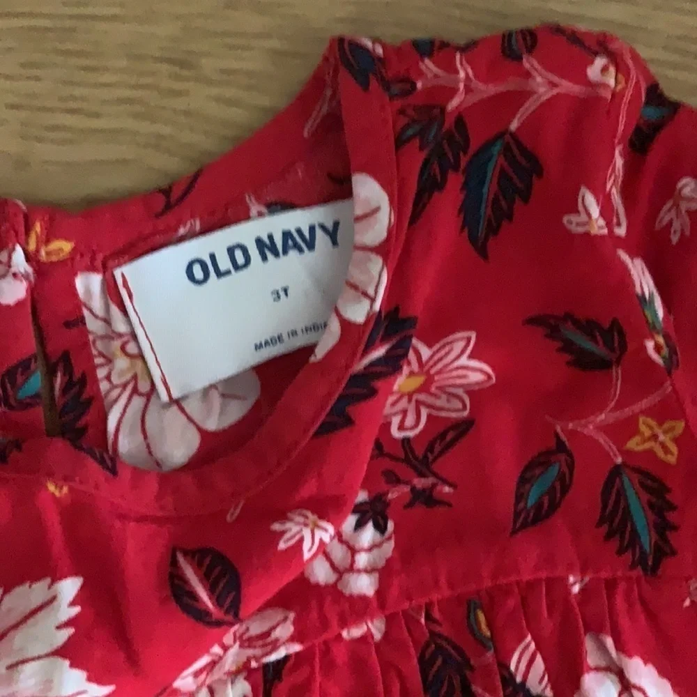 Toddler Girls Red Floral Flounce Tier Dress